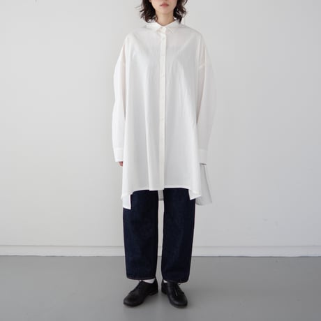cotton side slit shirt/off white