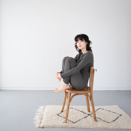 second skin inner/cashmere silk rib tops/charcoal