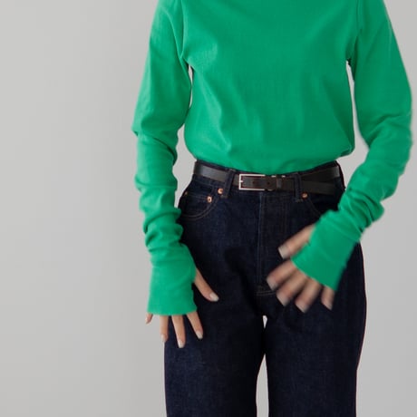 seamless cotton/thumb hole top/island green/size2