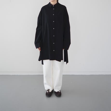 cotton side slit shirt/black
