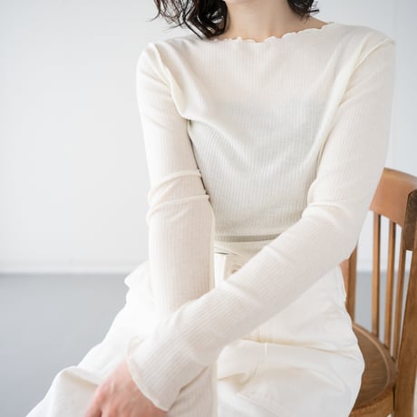 second skin inner/cashimere silk rib tops/ecru