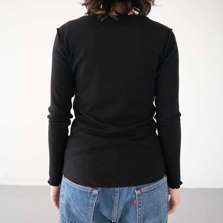second skin inner/cashimere silk rib tops/black
