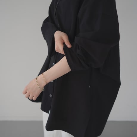 cotton side slit shirt/black
