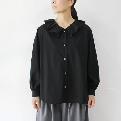 Linenya リネンヤ　ラッフルシャツ　#ブラック、ブリック、ホワイト　【送料無料】
