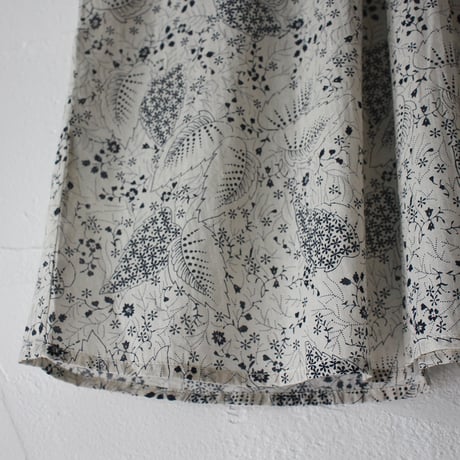 soil ソイル　80s VOILE LEAF & FLOWER PRINT REGULAR COLLAR FRENCH SLEEVE PINTUCK SHIRT