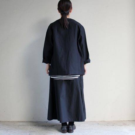 homspun ホームスパン　W/Lノーカラージャケット #ブラック　【送料無料】