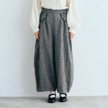 MAGALI マガリ　トリプルウォッシュリネン・アンティークパンツ　#フォグブラック