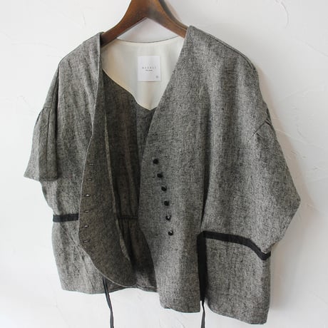MAGALI マガリ　トリプルウォッシュリネン・カシュクールジレ　#フォグブラック