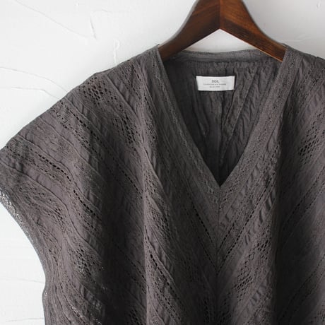soil ソイル　ALL LACE FRENCH SLEEVE PONCHO #チャコール　【送料無料】