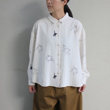 atelier naruse アトリエナルセ　レーヨンコットンビッグシルエットシャツ～バレリーナ～　rayon cotton big silhouette shirt