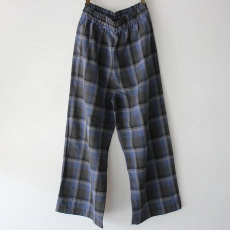 TRAVAIL MANUEL トラバイユマニュアル　オンブレチェックワイドフレアパンツ　#チャコールグレー、ブルーグレー