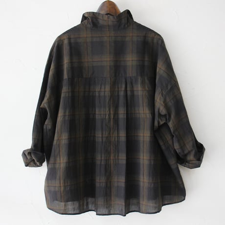 **SALE** TRAVAIL MANUEL トラバイユマニュアル　ダークマドラススキッパーシャツ　#オリーブ