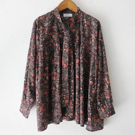 soil ソイル　60s CAMBRIC FLOWER PRINT TAI GATHER FLY FRONT SHIRT