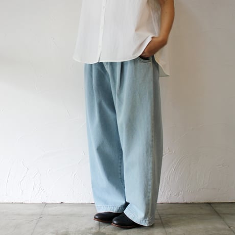 **再入荷** atelier naruse アトリエナルセ　コットンデニムタックパンツ　cotton denim tuck pants　#vintage wash