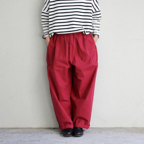 homspun ホームスパン　バルキーシーチング薄手ギャザーパンツ　#レンガ、ブラック