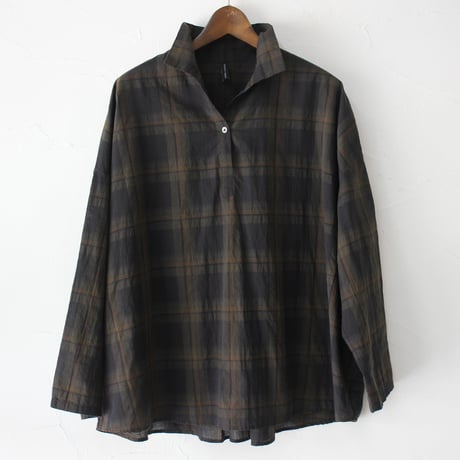 **SALE** TRAVAIL MANUEL トラバイユマニュアル　ダークマドラススキッパーシャツ　#オリーブ