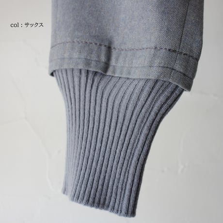 homspun ホームスパン　パウダーフラノ裾リブパンツ　＃ネイビー、サックス　【送料無料】