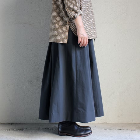 lelill レリル　タックフレアースカート　#チャコール　【送料無料】