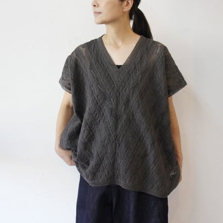 soil ソイル　ALL LACE FRENCH SLEEVE PONCHO #チャコール　【送料無料】
