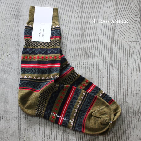 atelier naruse アトリエナルセ　ジャガード ノルディックミドルソックス　jacquard nordic middle socks　【送料無料】