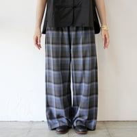**SALE**TRAVAIL MANUEL トラバイユマニュアル　オンブレチェックワイドフレアパンツ　#チャコールグレー、ブルーグレー