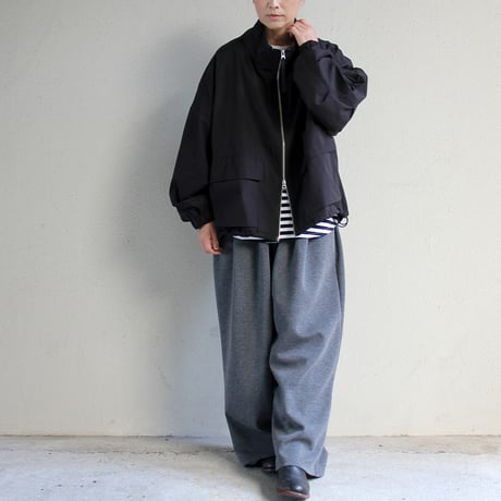 ARTE POVERA アルテポーヴェラ　ウール混ダンボールニット2タックワイドパンツ　#ダークグレー