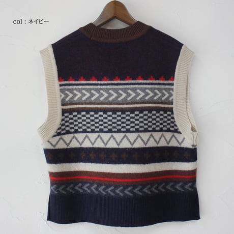 atelier naruse アトリエナルセ　ジャガードノルディック ニットベスト　jacquard nordic knit vest　【送料無料】