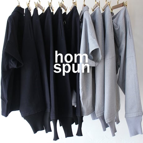 homspun ホームスパン　パウダーフラノショートスリーブジャケット　＃ネイビー、サックス　【送料無料】
