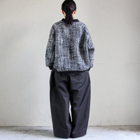 ARTE POVERA アルテポーヴェラ　縮絨ウールヘリンボーンラグランVプルオーバー　#ホワイトｘブラック