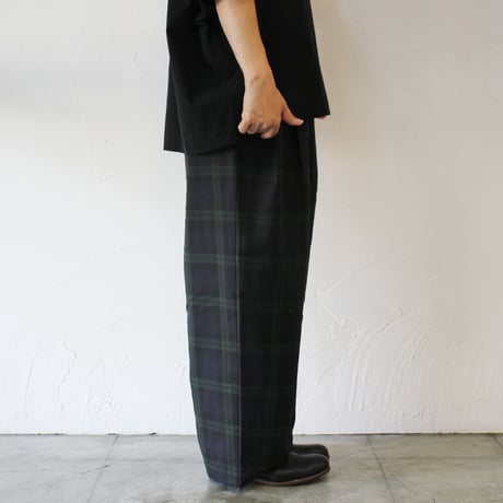 TRAVAIL MANUEL トラバイユマニュアル　トロチェック2タックトラウザーズ　#ブラックウォッチ