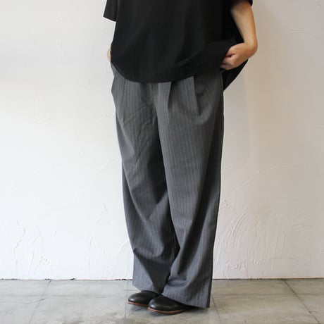 TRAVAIL MANUEL トラバイユマニュアル　TWトロストライプ2タックワイドパンツ　#グレー、ネイビー