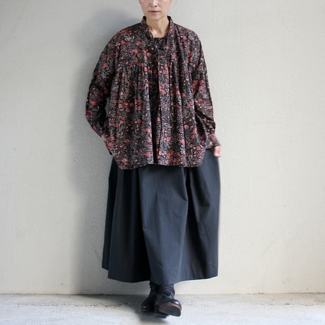 soil ソイル　60s CAMBRIC FLOWER PRINT TAI GATHER FLY FRONT SHIRT