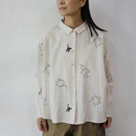 atelier naruse アトリエナルセ　レーヨンコットンビッグシルエットシャツ～バレリーナ～　rayon cotton big silhouette shirt