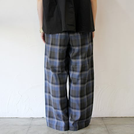 TRAVAIL MANUEL トラバイユマニュアル　オンブレチェックワイドフレアパンツ　#チャコールグレー、ブルーグレー