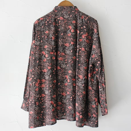 soil ソイル　60s CAMBRIC FLOWER PRINT TAI GATHER FLY FRONT SHIRT