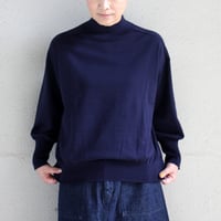 **またまたまた再入荷** LinenYa リネンヤ　as it is.　コットンモックネック長袖ニット　#ブラック、ネイビー　【送料無料】