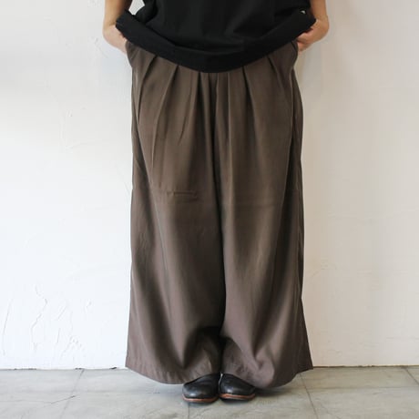 **SALE** TRAVAIL MANUEL トラバイユマニュアル　キュプリル3タックキュロット　#ブラウン
