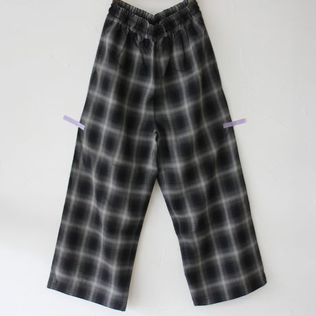 TRAVAIL MANUEL トラバイユマニュアル　オンブレチェックワイドフレアパンツ　#チャコールグレー、ブルーグレー