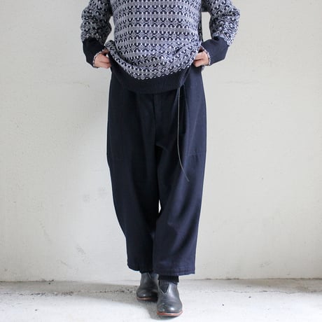 homspun ホームスパン　パウダーフラノ裾リブパンツ　＃ネイビー、サックス　【送料無料】
