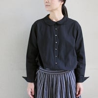 homspun ホームスパン　バルキーシーチング薄手フラットカラーブラウス　#ブラック、ブルーグレー、ホワイト