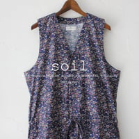 **SALE** soil ソイル　40'S POPLIN MEDIUM FLOWER PRINT NO/SL OVERALLS　＃NAVY