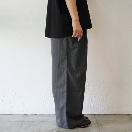 TRAVAIL MANUEL トラバイユマニュアル　TWトロストライプ2タックワイドパンツ　#グレー、ネイビー