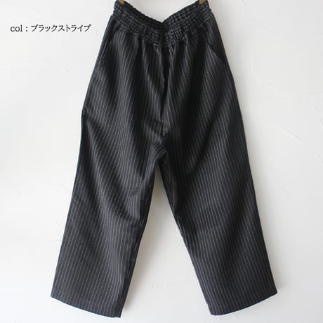 Linenya リネンヤ　コットンイージーパンツ　#ブラックストライプ、モカ、ライトブルー