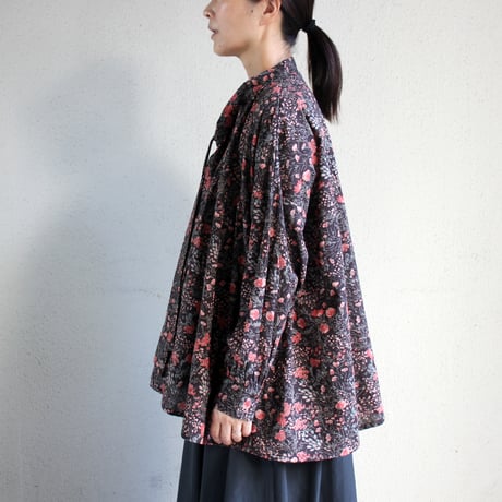 soil ソイル　60s CAMBRIC FLOWER PRINT TAI GATHER FLY FRONT SHIRT