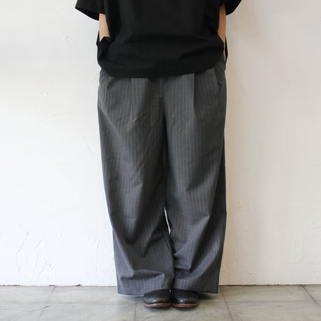 TRAVAIL MANUEL トラバイユマニュアル　TWトロストライプ2タックワイドパンツ　#グレー、ネイビー