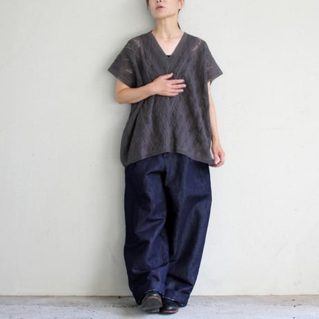 soil ソイル　ALL LACE FRENCH SLEEVE PONCHO #チャコール　【送料無料】