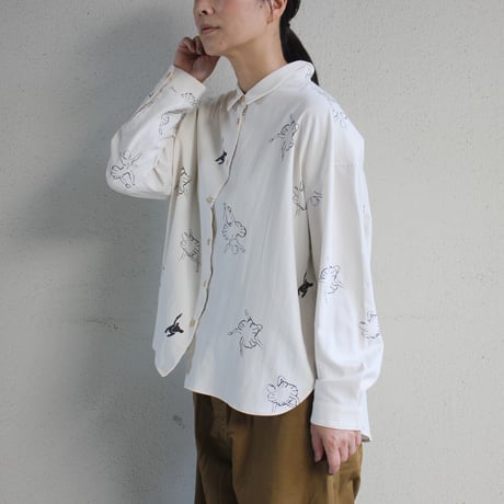 atelier naruse アトリエナルセ　レーヨンコットンビッグシルエットシャツ～バレリーナ～　rayon cotton big silhouette shirt