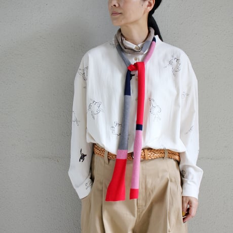 atelier naruse アトリエナルセ　マルチボーダーニットスカーフ multi border knit scarf