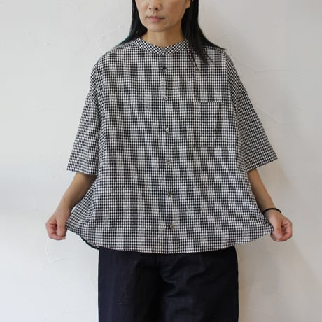 linenya リネンヤ リネン バンドカラー 長袖シャツ ブラック CATEGORY Linenya リネンヤ | sukima-スキマ