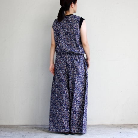 soil ソイル　40'S POPLIN MEDIUM FLOWER PRINT NO/SL OVERALLS　＃NAVY